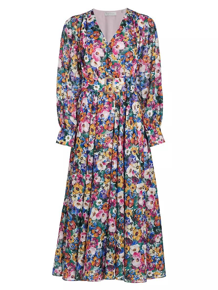 Milena Floral Tie-Waist Midi-Dress Product Image