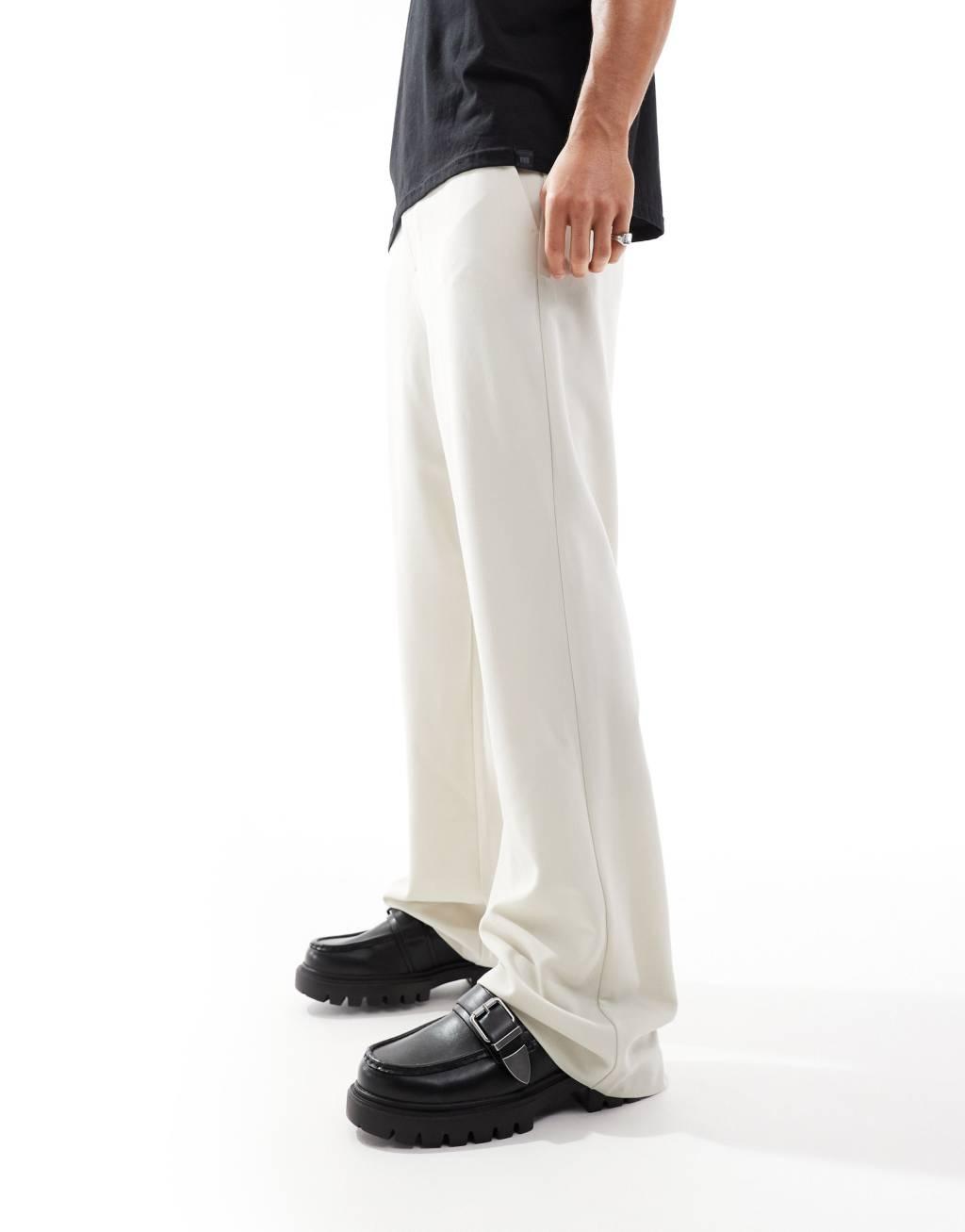 ONLY & SONS loose fit tailored pants in cream Product Image