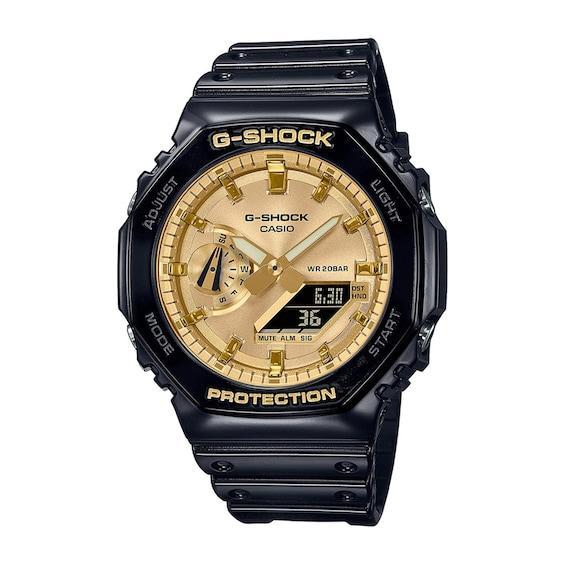 G-Shock Mens Digital Black  Gold Resin Strap Watch Product Image