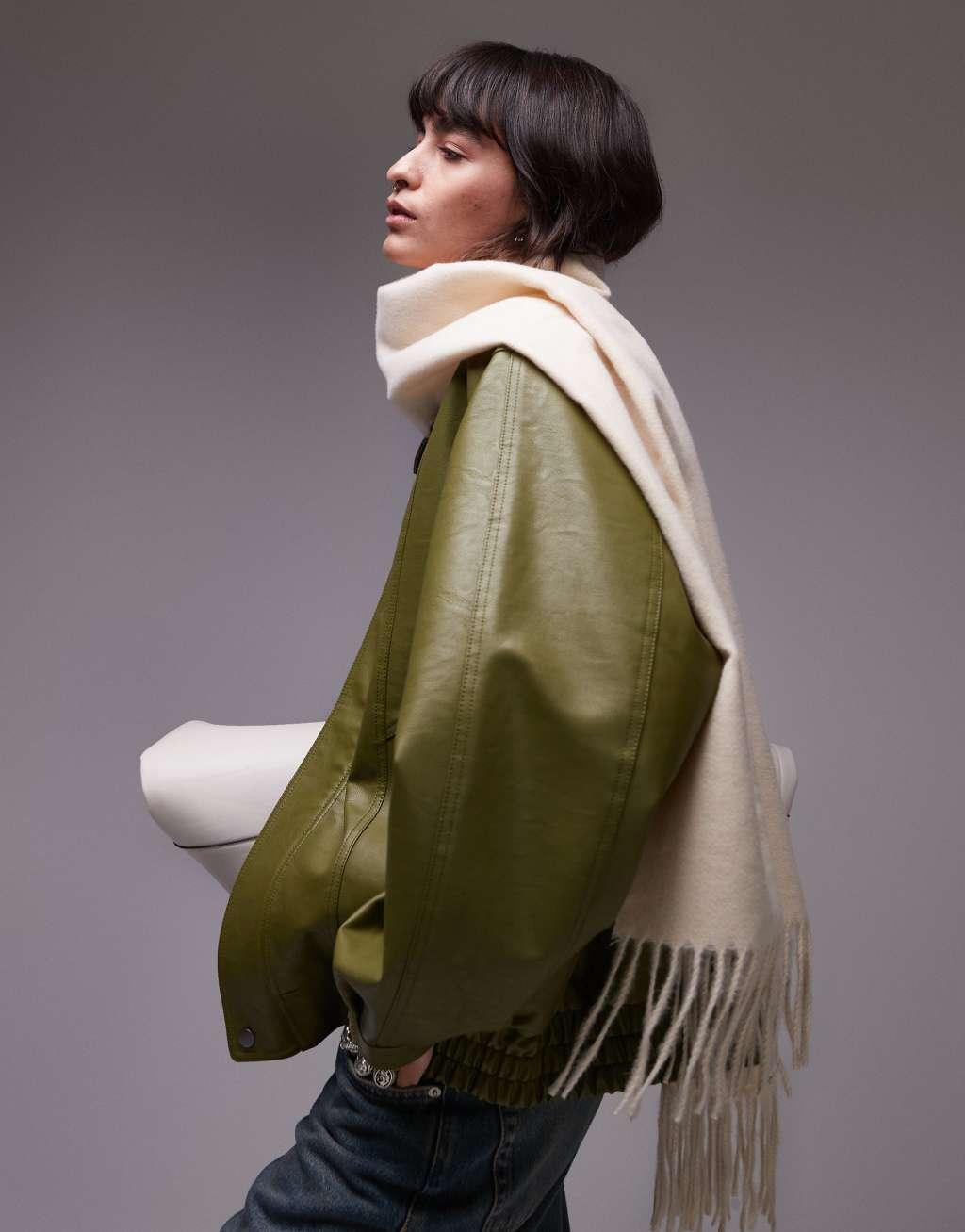 Topshop Simone supersoft blanket scarf in cream Product Image