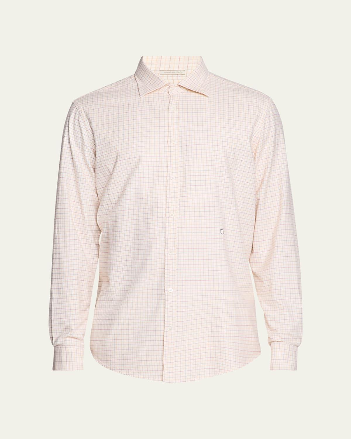 Mens Cotton Micro-Check Sport Shirt Product Image