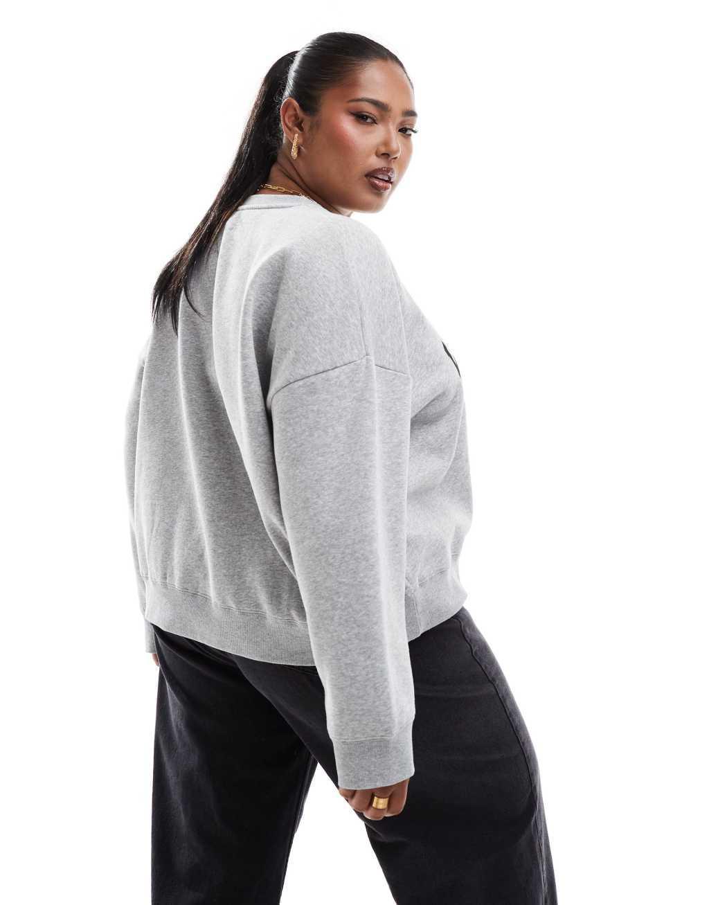 Noisy May Curve Longbeach print sweatshirt in gray melange Product Image