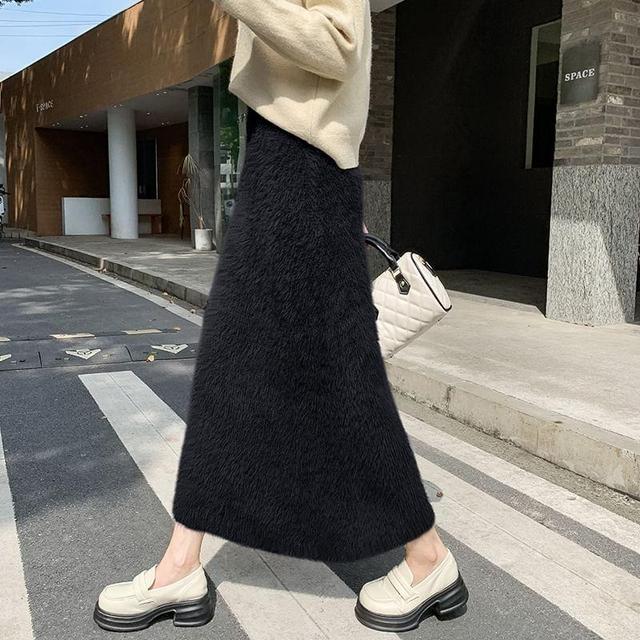 High Rise Knit Maxi A-Line Skirt Product Image