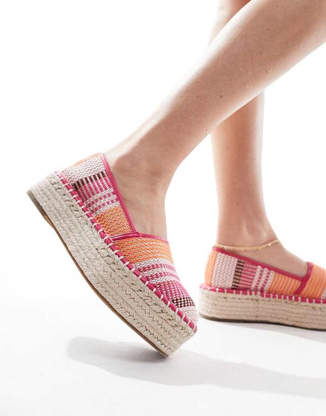 ASOS DESIGN Journal flatform espadrilles in multi Product Image