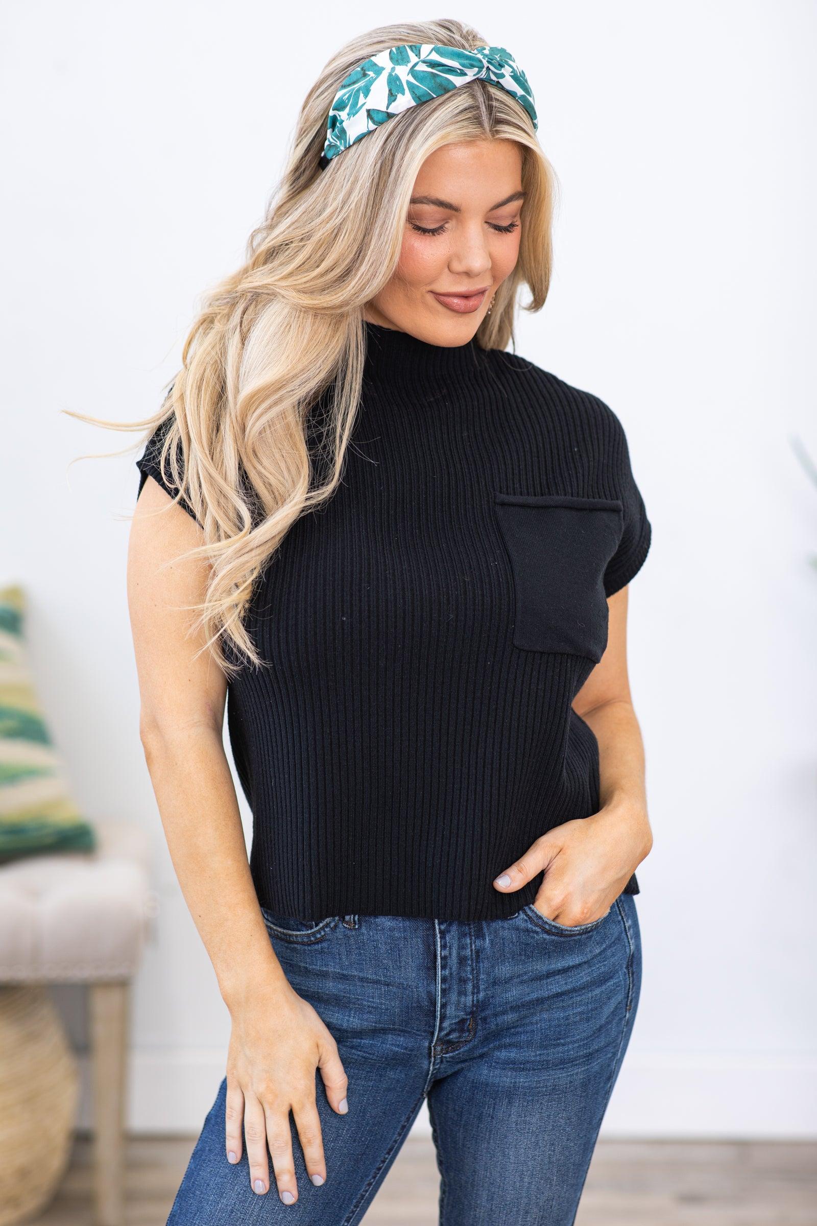 Black Short Sleeve Knit Sweater Top product image