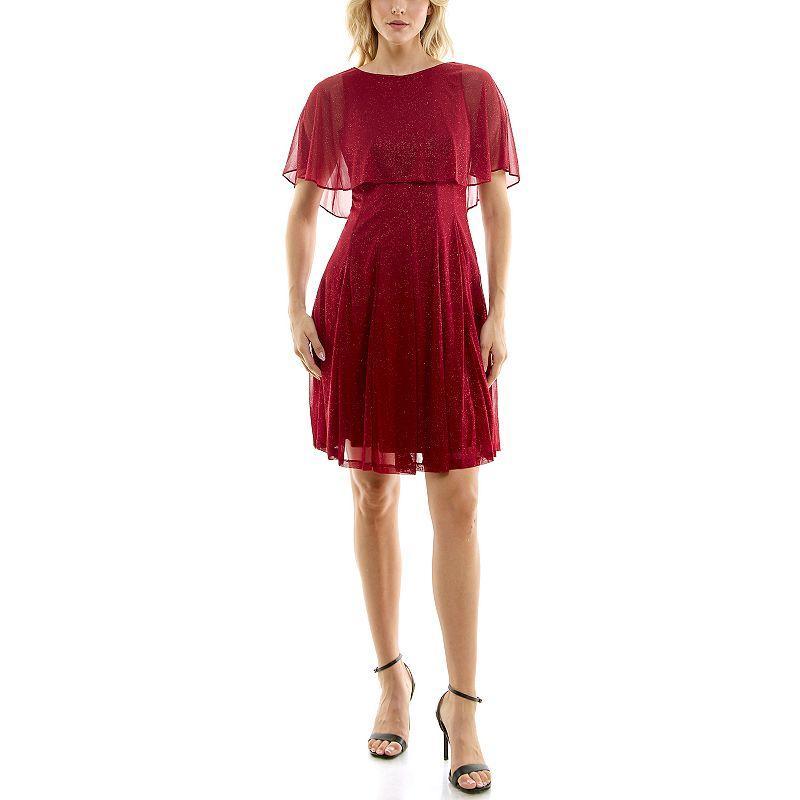 Womens Gabby Skye Glitter Caplet Midi Dress Red Product Image