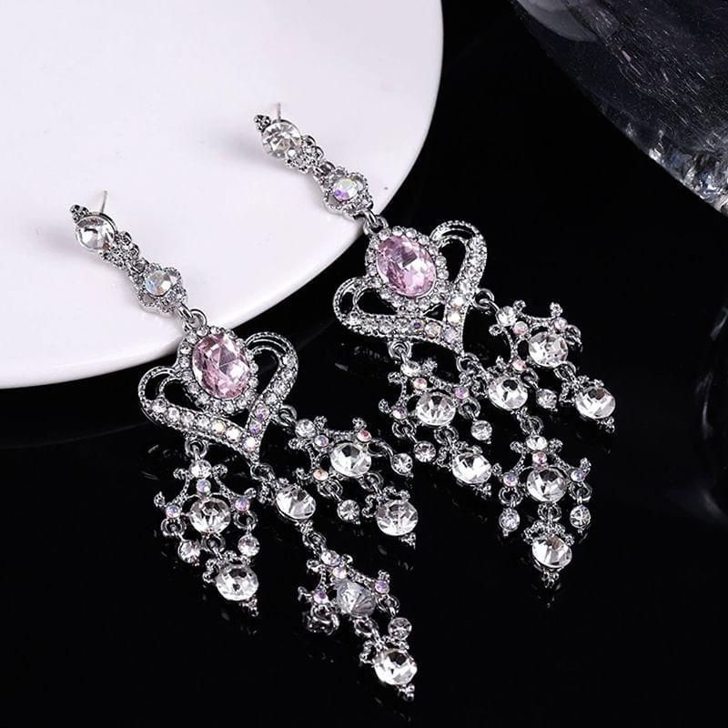 Heart Rhinestone Dangle Earring Product Image