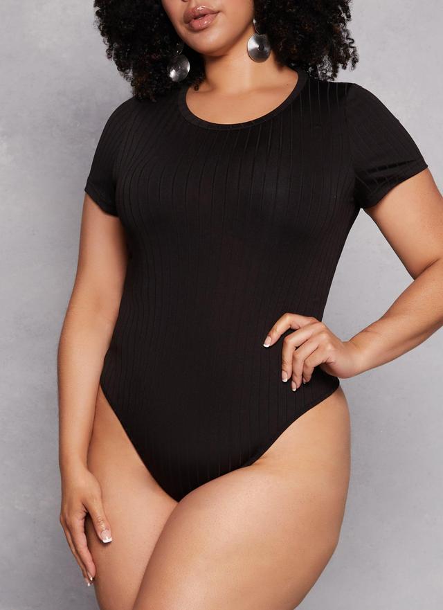 Womens Plus Size Daisy Ribbed Knit Bodysuit Product Image