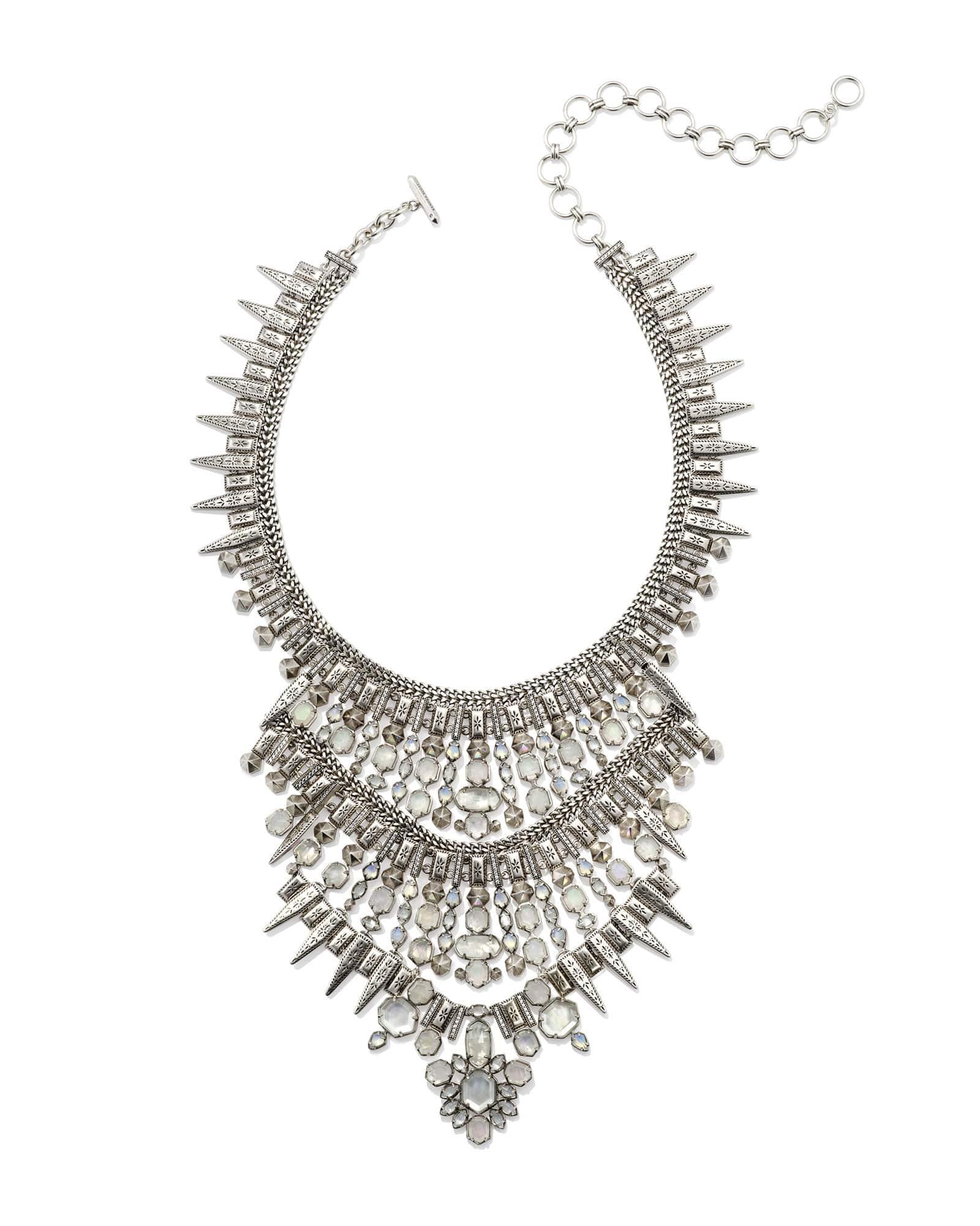 Serayah Vintage Silver Statement Necklace in White Mix Product Image