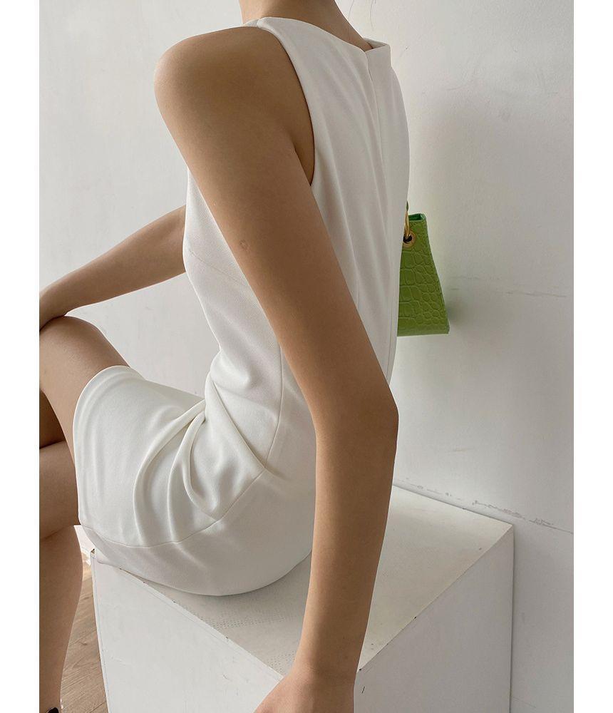 Sleeveless Plain Mini Bodycon Dress Product Image