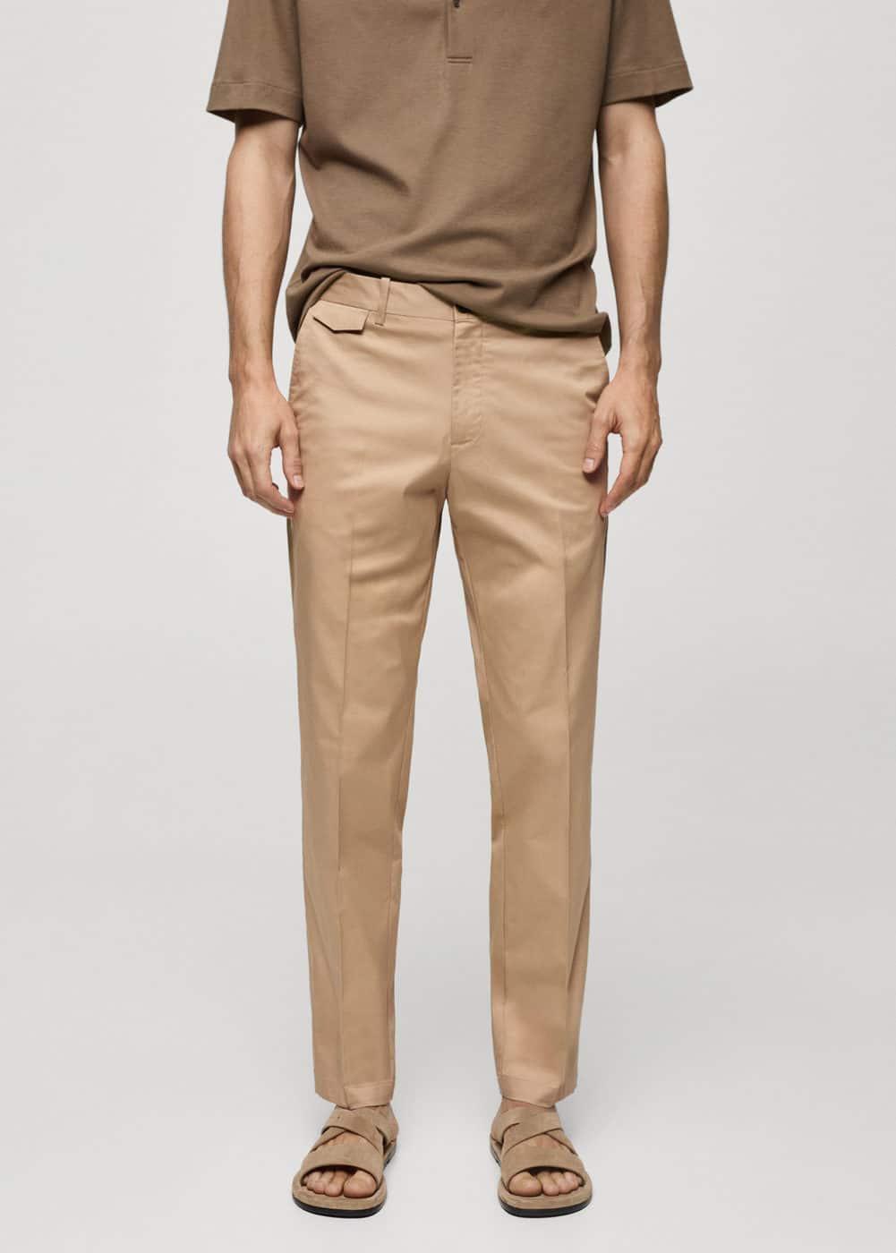 MANGO MAN - Regular fit structure cotton trousers beigeMen Product Image