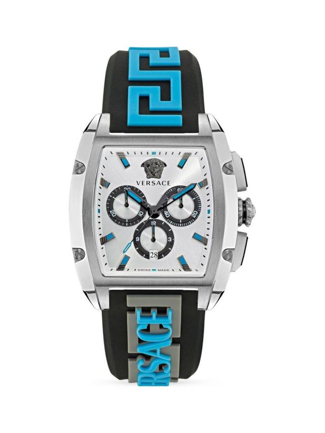 Men's  Dominus 42mm Stainless Steel & Silicone Watch In Silver Product Image