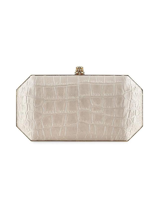 Womens Perry Clutch Small in Stamped Satin with Gold Hardware Product Image