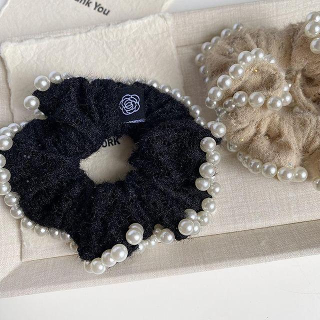 Faux Pearl Chenille Scrunchie Product Image