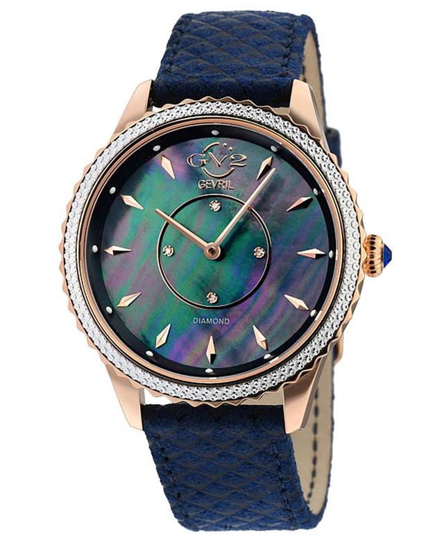 GV2 by Gevril Womens Swiss Quartz Siena Blue Leather Watch 38mm Product Image