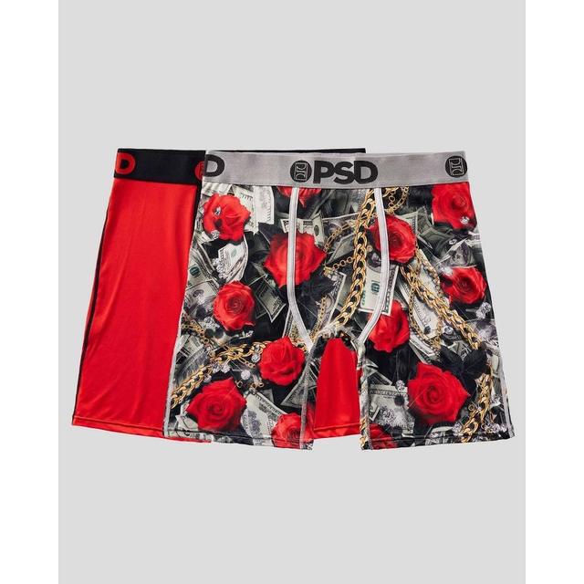 PSD Mens Money Roses Print Boxer Briefs 2pk - GoldRed Product Image