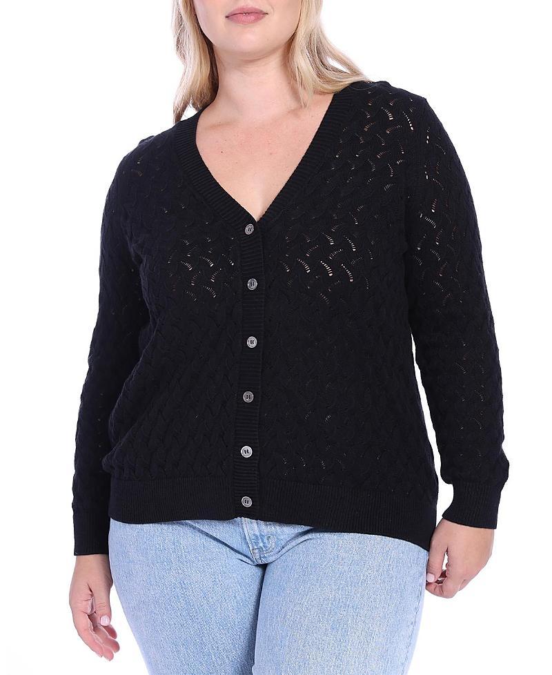 Womens Cotton-Blend Pointelle-Knit Cardigan Product Image