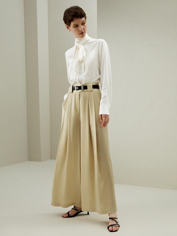 Watershine Silk Wide-Leg Pants Product Image