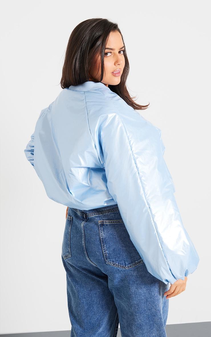 Plus Blue Oversized Bomber Puffer Jacket Product Image