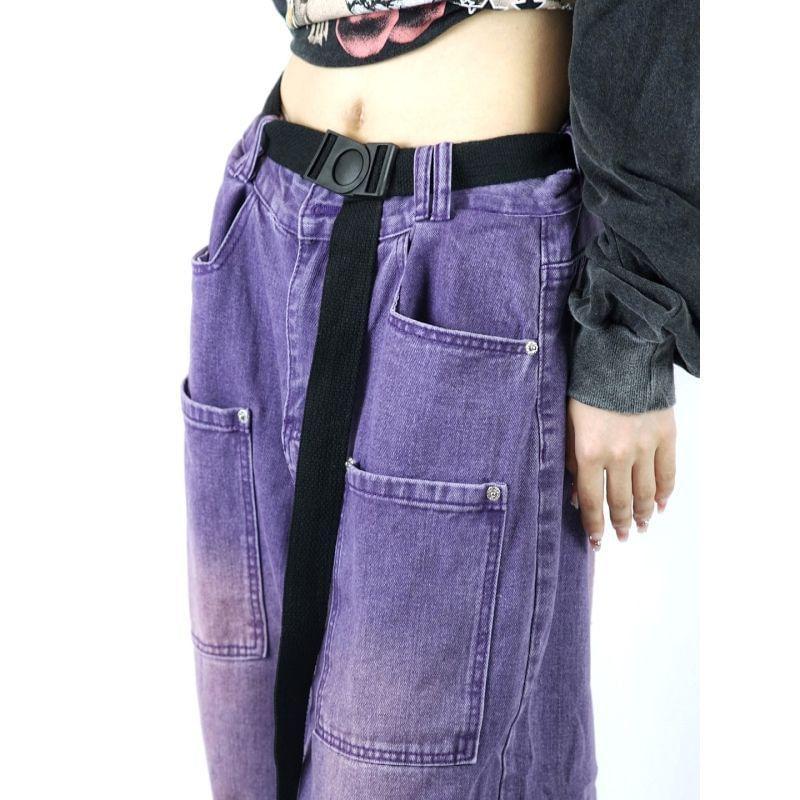 High Rise Washed Wide Leg Cargo Jeans Product Image