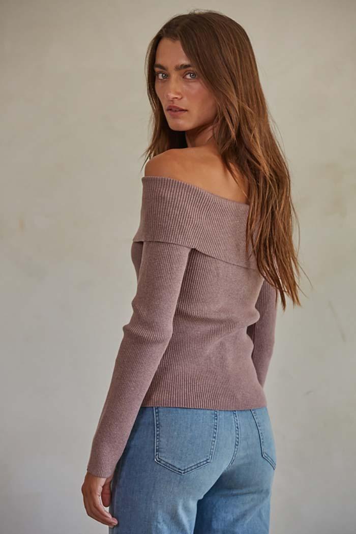 Ribbed Off Shoulder Sweater Product Image