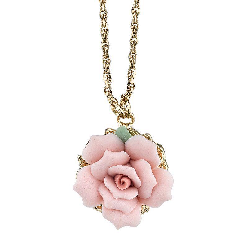 1928 Pink Rose Necklace, Womens product image