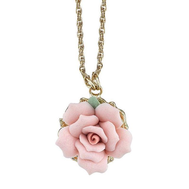 1928 Pink Rose Necklace, Womens Product Image