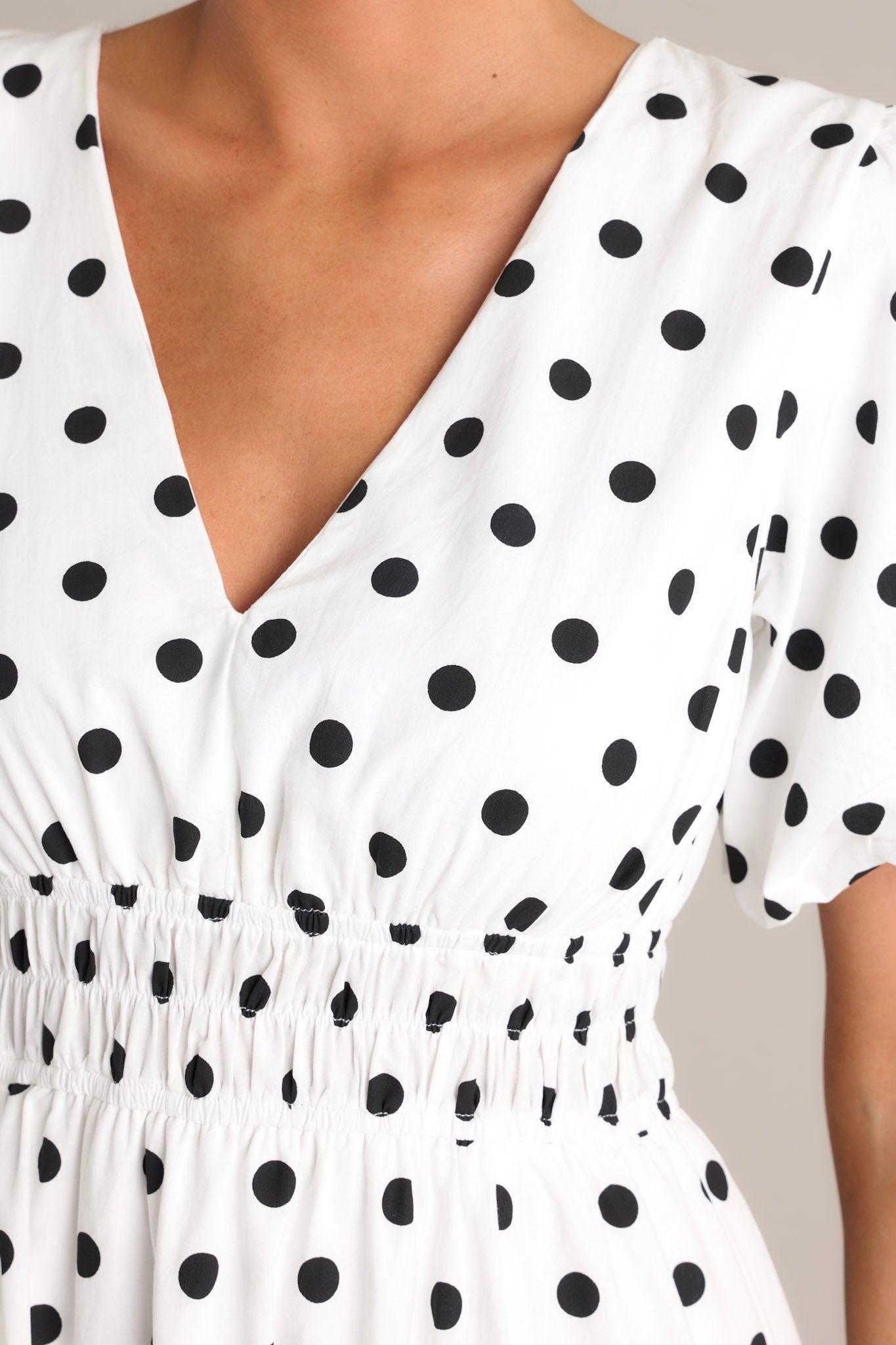 Dotted Delight White & Black Polka Dot Midi Dress Product Image