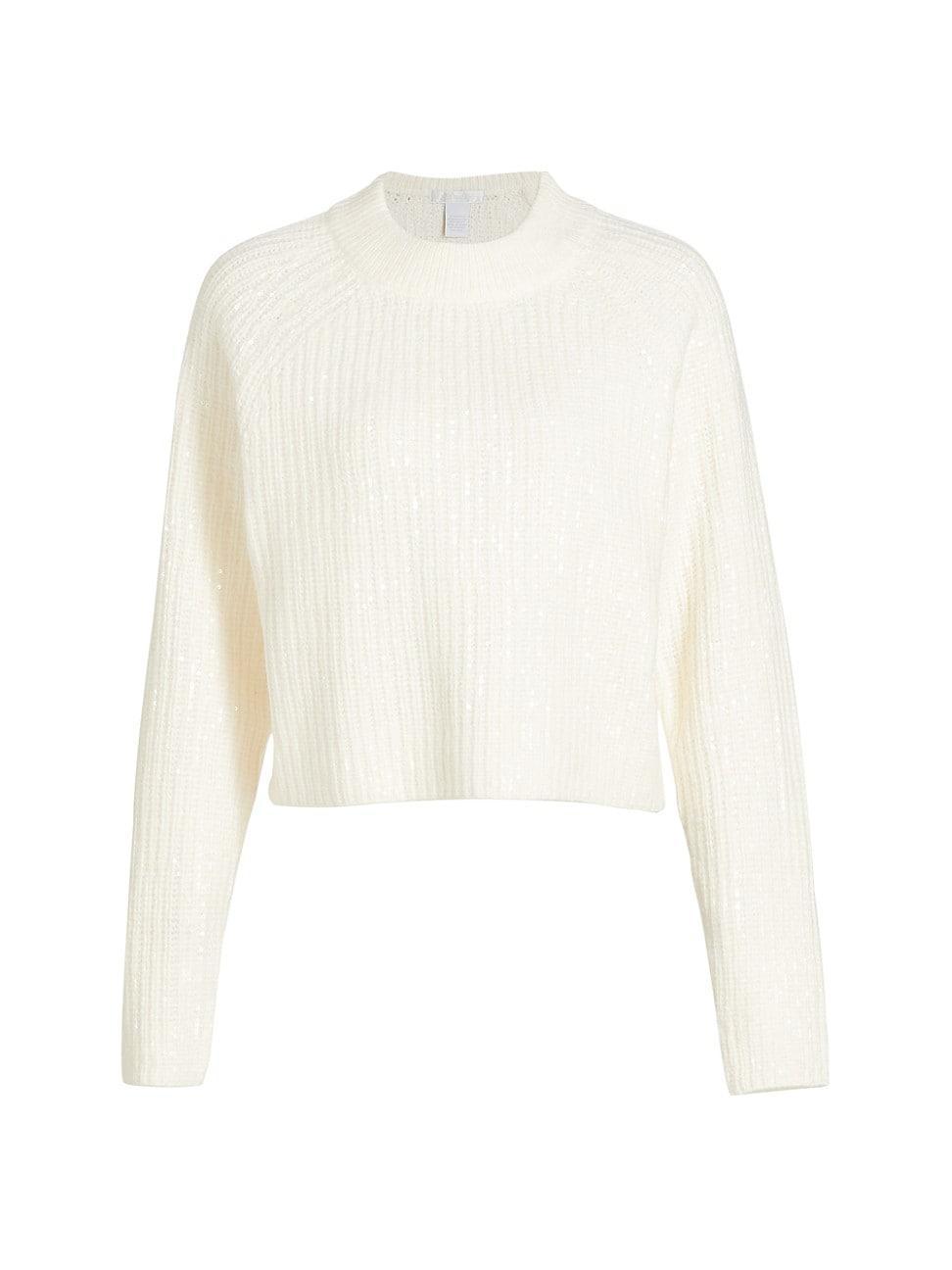 Womens Sequined Rib-Knit Sweater product image