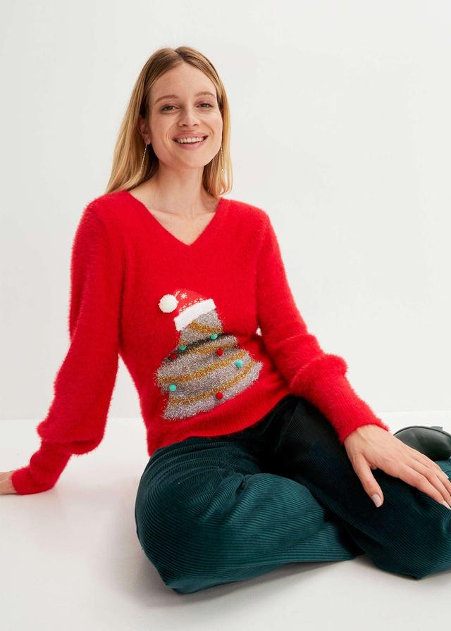 Embellished Tree Sweater - Red Multi Product Image