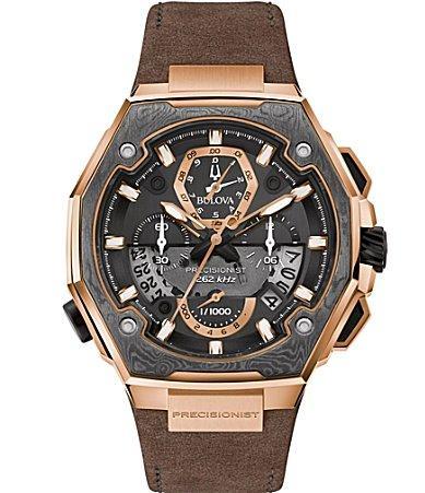 Bulova Mens Precisionist Brown Leather Strap Watch 44.7x46.8mm - A Special Edition Product Image