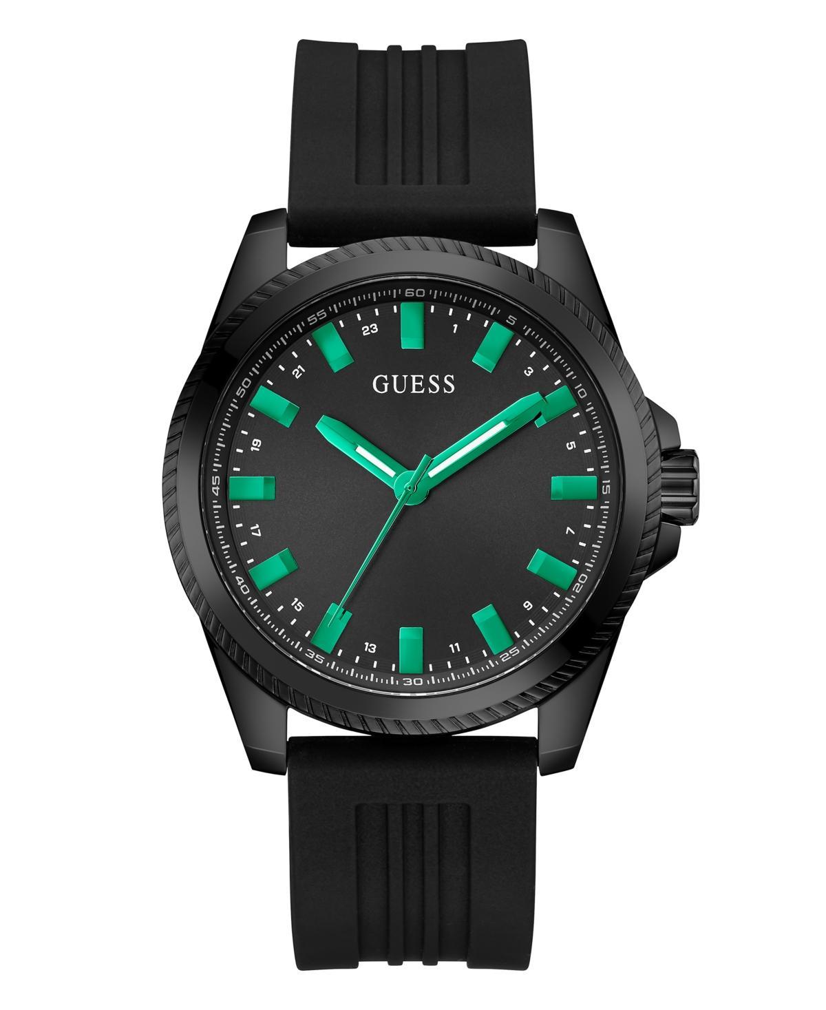 Guess Mens Analog Black Silicone Watch 44mm Product Image