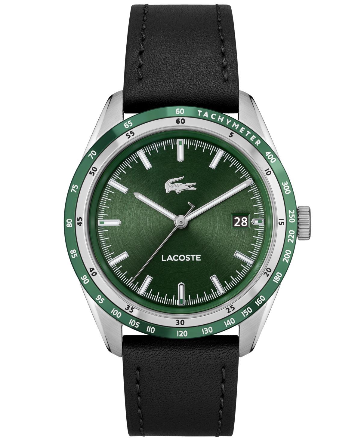 Lacoste Mens Everett Black Leather Strap Watch 40mm Product Image