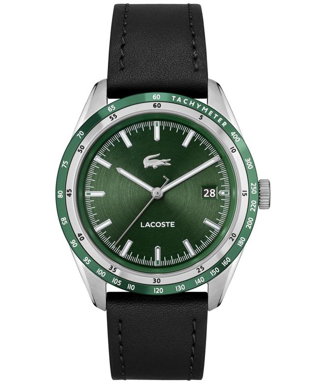 Lacoste Mens Everett Black Leather Strap Watch 40mm Product Image