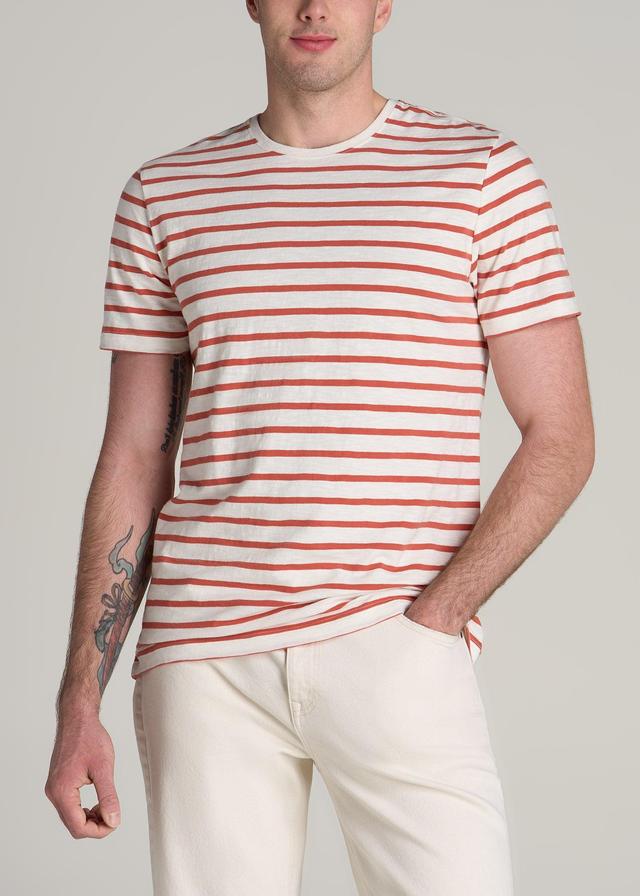 REGULAR-FIT Striped Tee in Burnt Orange and White Stripe - Men's Tall T-shirt Product Image