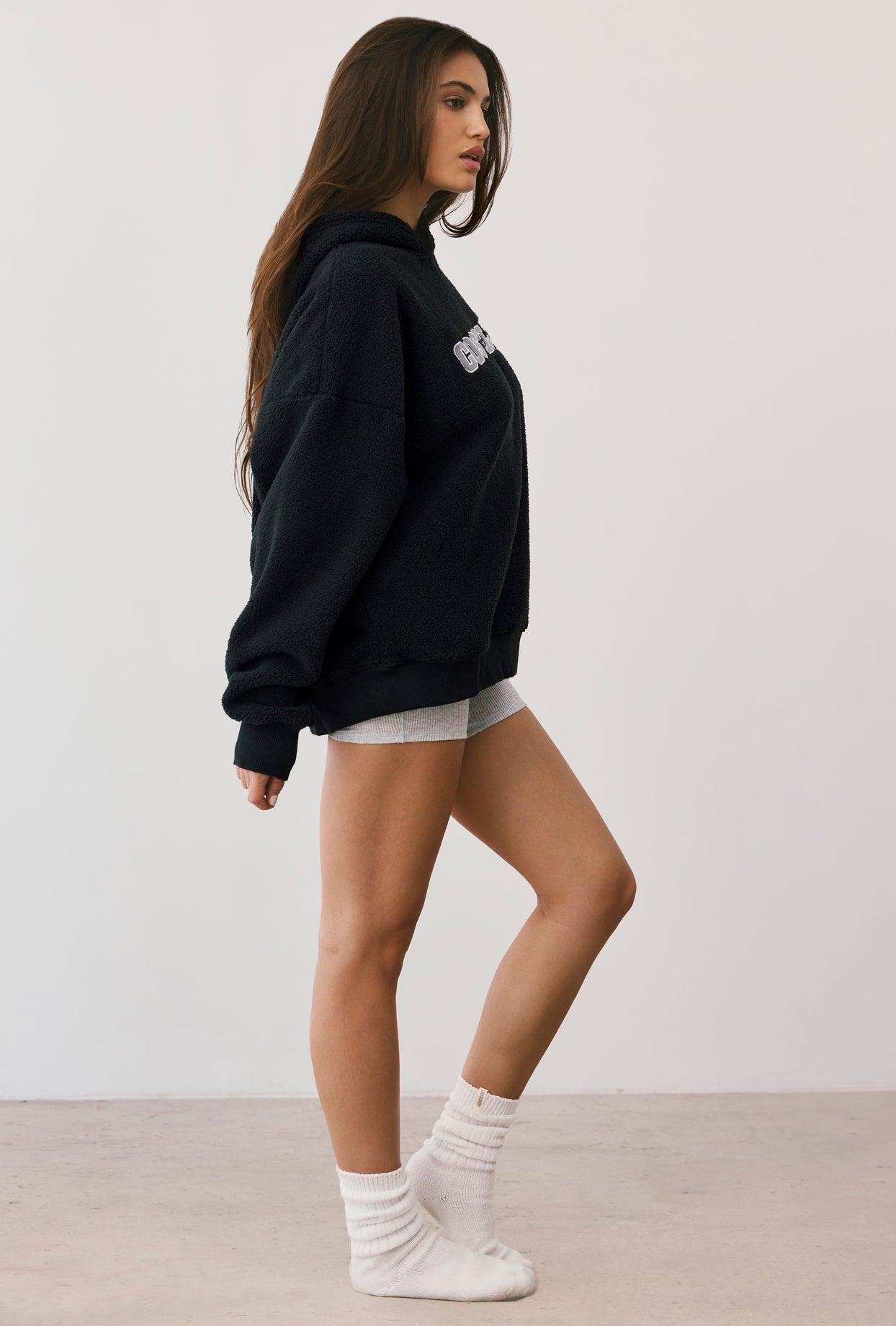 Oversized Fleece Hooded Sweatshirt in Onyx Product Image