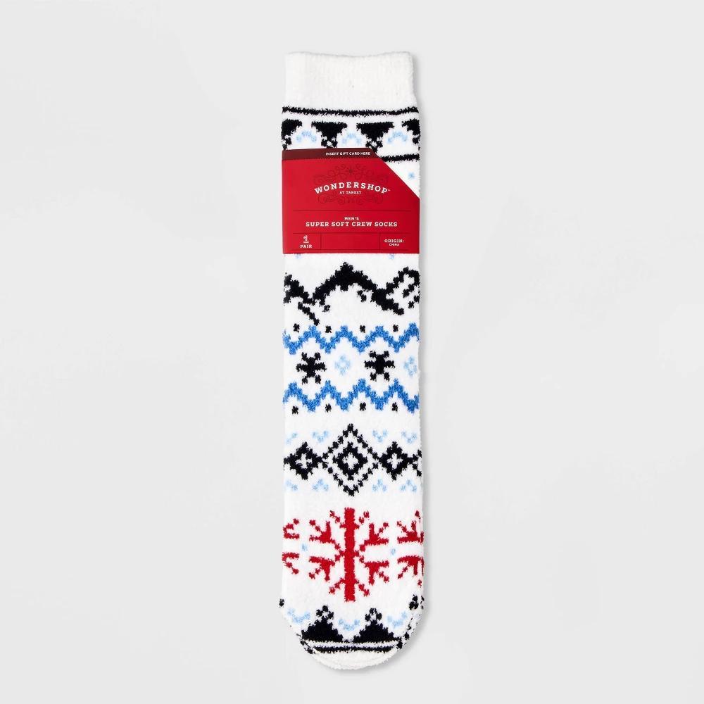 Mens Ski Lift Cozy Crew Socks with Gift Card Holder - Wondershop White 6-12 Product Image