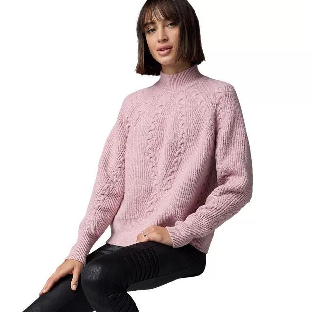 Petite Simply Vera Vera Wang Cable Mock Neck Sweater, Womens Clear Purple Heather Product Image