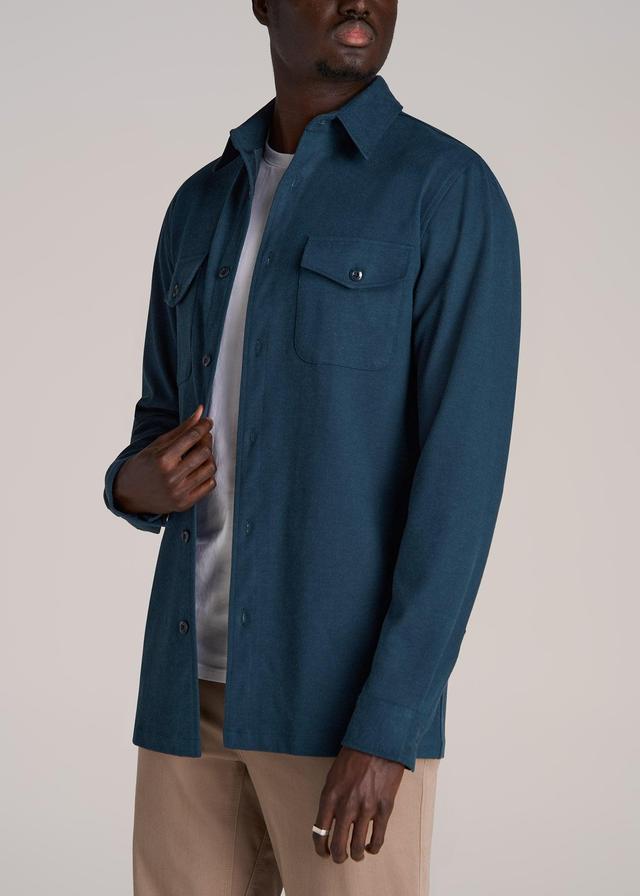 Stretch Knit Overshirt Men's in Bright Navy Product Image