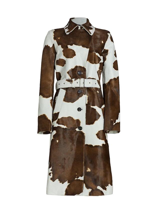 Helmut Lang Cowhide Trench Coat in Brown Product Image