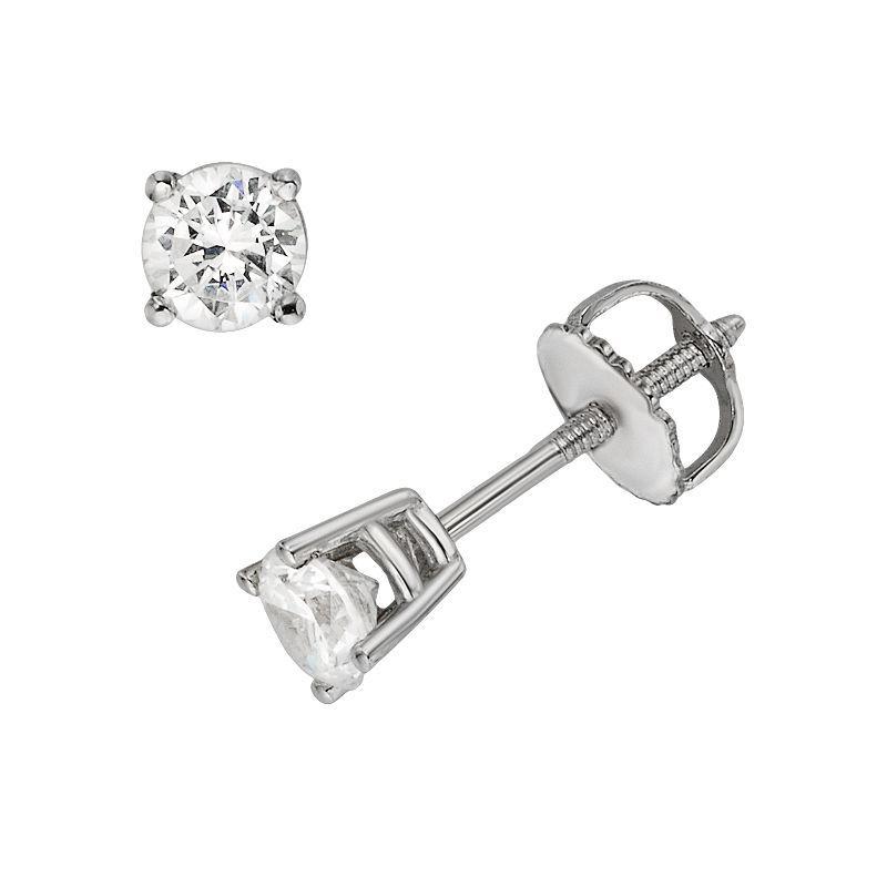 18k White Gold 1/2-ct. T.W. IGL Certified Colorless Round-Cut Diamond Solitaire Earrings, Womens Product Image