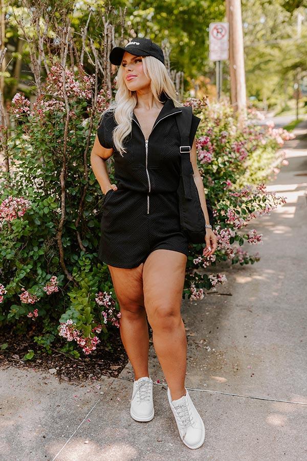 Coffee Run Cutie Romper in Black Curves Product Image