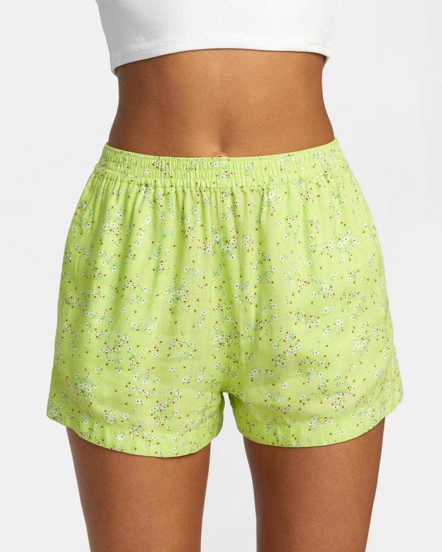 Sawyer Print Elastic Waist Shorts - Neon Green Product Image