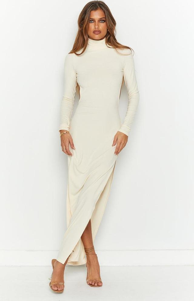 Quincy Beige Open Back Midi Dress Product Image