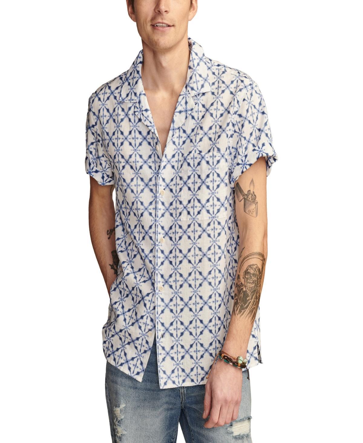 Lucky Brand Batik Short Sleeve Camp Collar Shirt Print) Men's Clothing Product Image