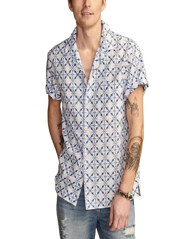 Lucky Brand Mens Batik Short Sleeve Camp Collar Shirt Product Image