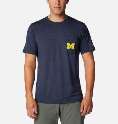 Columbia Mens Collegiate Tech Trail Short Sleeve Shirt - Michigan- Product Image