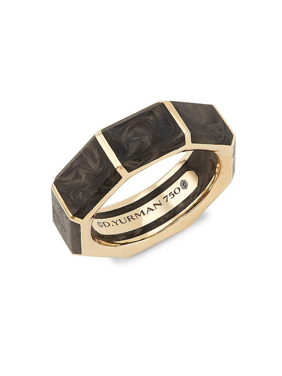 Mens 18K Gold Faceted Forged Carbon Band Ring Product Image