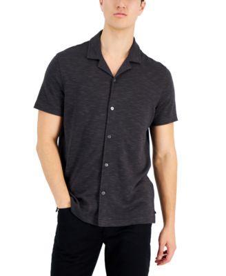 Alfani Mens Slub Pique Textured Short-Sleeve Camp Collar Shirt, Created for Macys Product Image