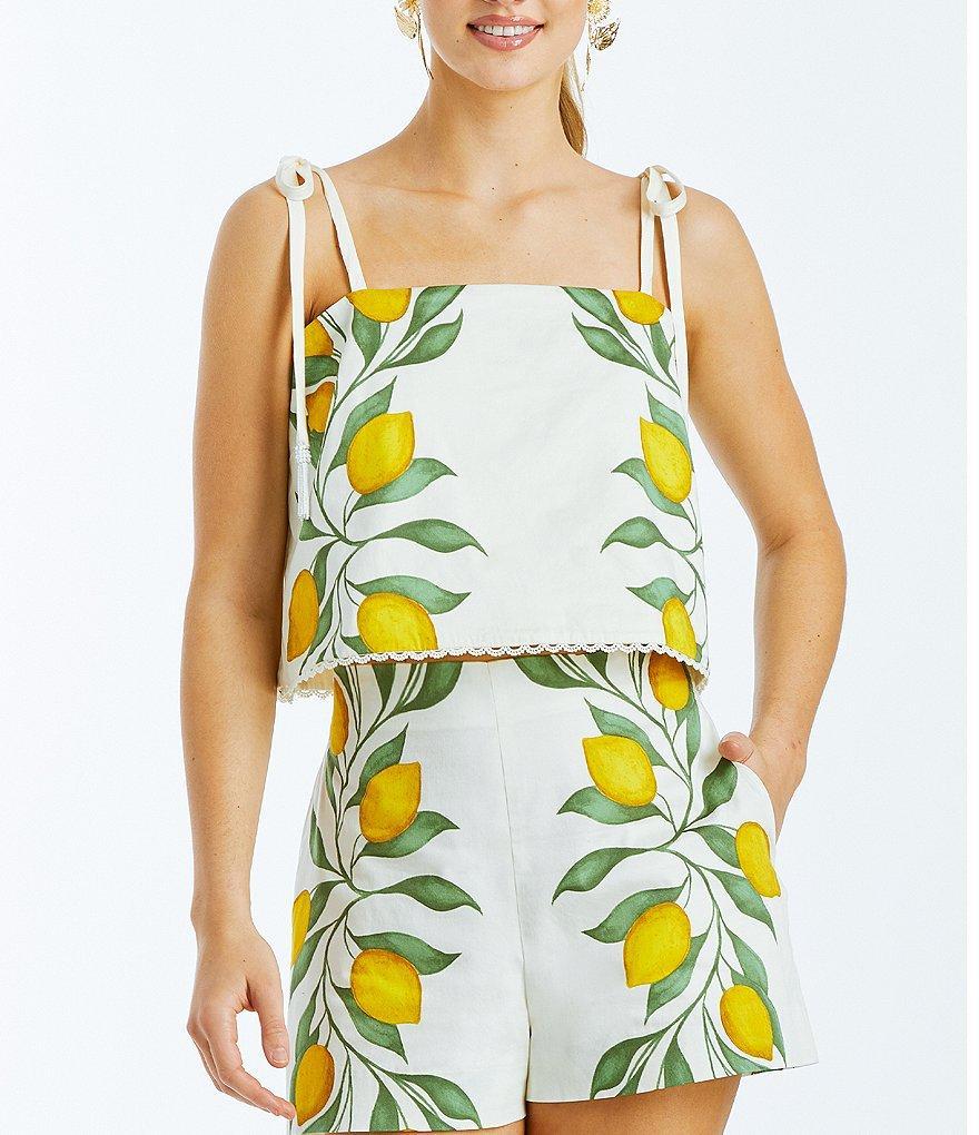 Mestiza New York Bea Poplin Lemon Print Bow Straps Reversible Coordinating Top Product Image